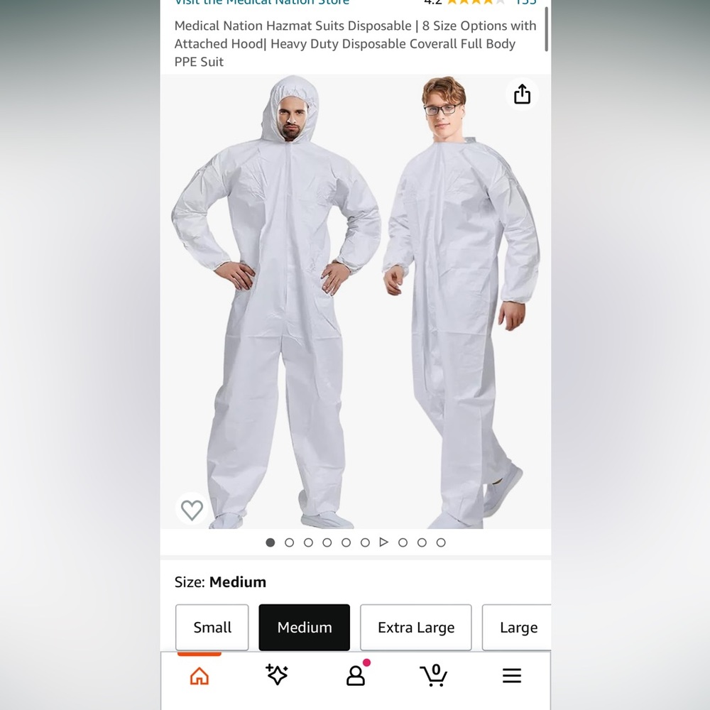 Medical Nation Hazmat Suits Disposable with Attached Hood| Heavy Duty
